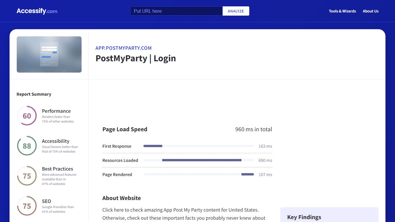 Access app.postmyparty.com. PostMyParty | Login